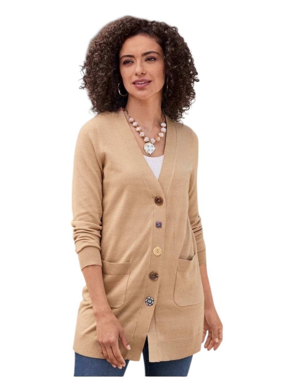 Soft Surroundings NWT Boutique Button Cardigan Size Petite Large Vanilla Latte